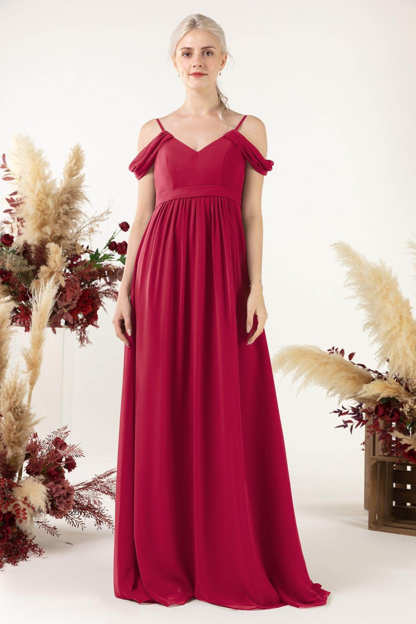 A-Line Floor Length Chiffon Bridesmaid Dress CB0476 - COCOMELODY